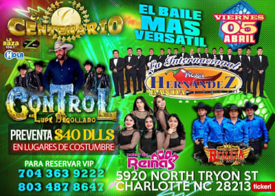 Event - El Baile más versatil con Control, La Internacional Picosa Hernandez Banda, Poker de Reinas, Realeza de San Luis  - Charlotte, North Carolina - 5 de abril de 2024 | concert tickets