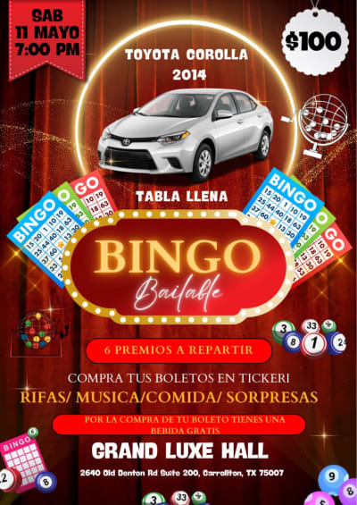 Event - Gran Bingo Bailable - Carrollton, Texas - 11 de mayo de 2024 | concert tickets