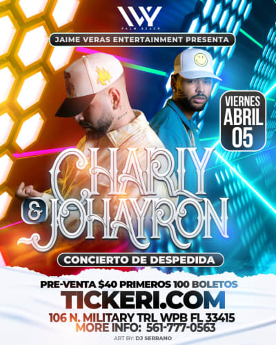 Event -  CHARLY & JOHAYRON EN CONCIERTO ! LA DESPEDIDA  - West Palm Beach, Florida - 5 de abril de 2024 | concert tickets