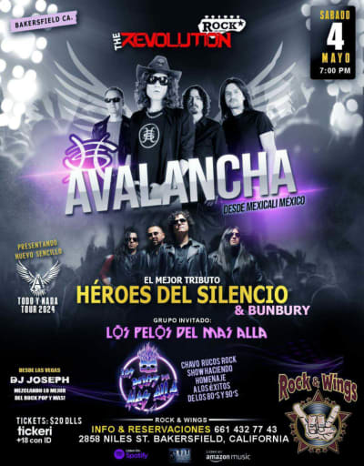 Event - AVALANCHA el tributo a HEROES DEL SILENCIO    - Bakersfield, California - May 4, 2024 | concert tickets