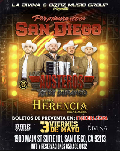 Event - Los Austeros de Durango & Banda Herencia Sinaloense  - San Diego, California - May 3, 2024 | concert tickets