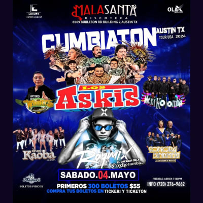 Event - Cumbiaton Tour Austin Tx , Los Askis, Raymix, Sonido Winners, Mexikolombia y mas  - Austin, Texas - May 4, 2024 | concert tickets