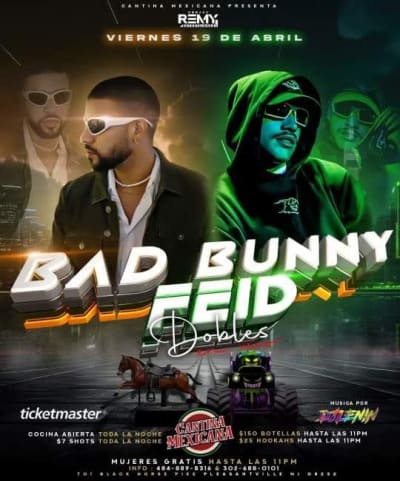 Event - Noche Bellaquera “Bad Bunny & Feid Dobles” - Pleasantville, NJ - 19 de abril de 2024 | concert tickets