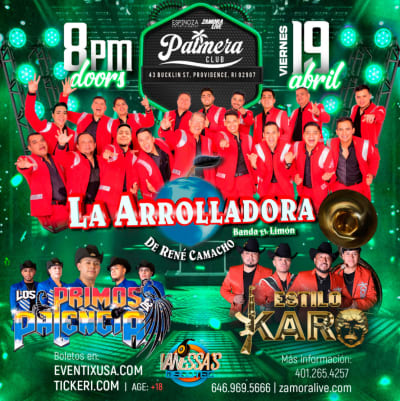 Event - LA ARROLLADORA BANDA EL LIMON & LOS PRIMOS DE PALENCIA en Providence, RI - Providence, Rhode Island - April 19, 2024 | concert tickets