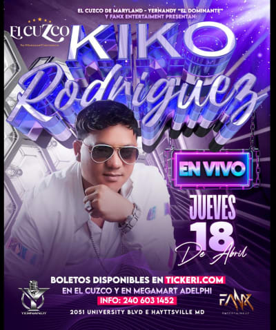 Event - KIKO RODRÍGUEZ EN CONCIERTO - hyattsville, Maryland - 18 de abril de 2024 | concert tickets