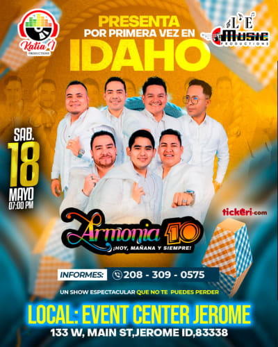 Event - ARMONÍA 10 en IDAHO - Jerome, Idaho - May 18, 2024 | concert tickets