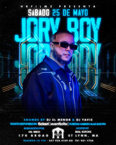 Event - JORY BOY EN VIVO EN ROMA LOUNGE LYNN, MA - Massachusetts, Boston - May 25, 2024 | concert tickets