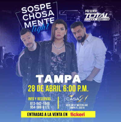 Event - SOSPECHOSAMENTE LIGHT - Tampa, Florida - 28 de abril de 2024 | concert tickets