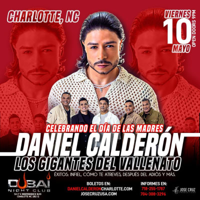 Event - DANIEL CALDERON Y LOS GIGANTES DEL VALLENATO - Charlotte, CN - Viernes, mayo 10 - Charlotte, North Carolina - May 10, 2024 | concert tickets