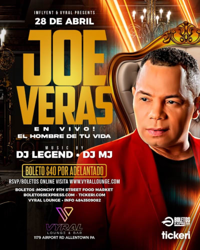 Event - JOE VERA EN VIVO/ ALLENTOWN PA - Allentown, Pennsylvania - 28 de abril de 2024 | concert tickets