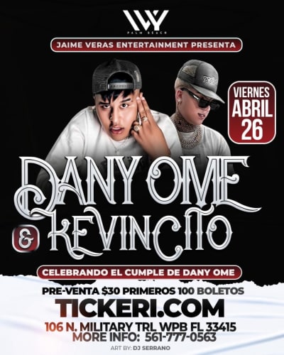 Event - DANY OME Y KEVINCITO EN CONCIERTO EN IVY! - West Palm Beach, Florida - 26 de abril de 2024 | concert tickets