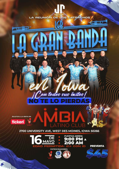 Event - LA GRAN BANDA  - West Des Moines, IA - 16 de mayo de 2024 | concert tickets