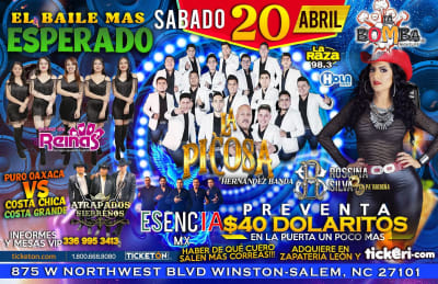 Event - COSTA CHICA VS COSTA GRANDE SABADO 20 DE ABRIL EN LA BOMBA - Winston-Salem, North Carolina - 20 de abril de 2024 | concert tickets