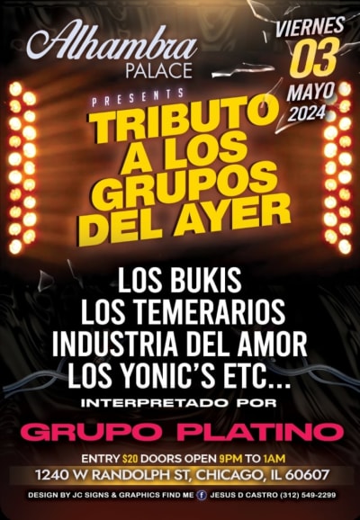 Event - TRIBUTO A LOS GRUPOS DEL AYER ....ONLY $20 general admission  - Chicago, Illinois - 3 de mayo de 2024 | concert tickets