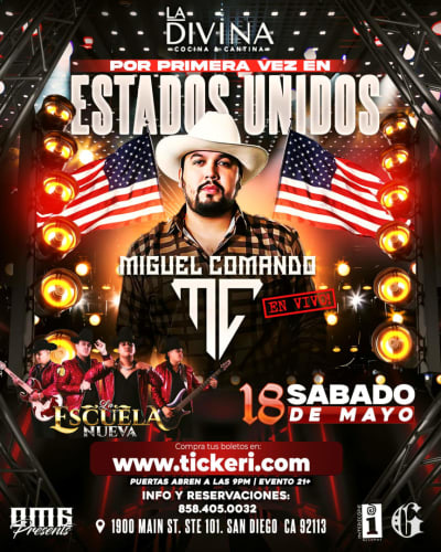 Event - Miguel Comando. POR PRIMERA VEZ EN SAN DIEGO!!! - San Diego, CA - 18 de mayo de 2024 | concert tickets