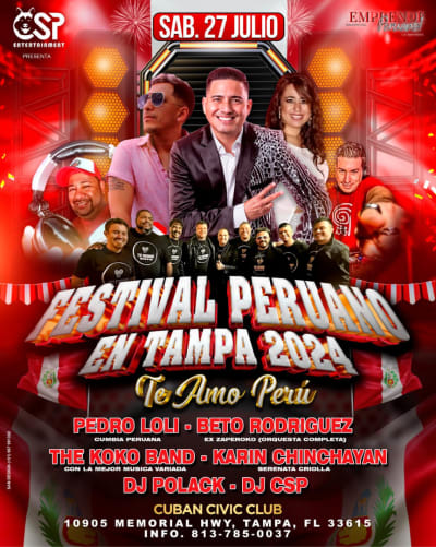 Event - FESTIVAL PERUANO DE TAMPA "TE AMO PERU" 2024 - Tampa, Florida - July 27, 2024 | concert tickets