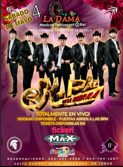 Event - CELEBRANDO EL MES DE LAS MADRES CON K-PAZ DE LA SIERRA EN LA DAMA - Dagsboro, Delaware - May 4, 2024 | concert tickets