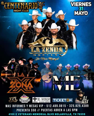 Event - LA ZENDA NORTEÑA & LA ZONA "X" - Nolanville TX - Nolanville, TX - May 31, 2024 | concert tickets