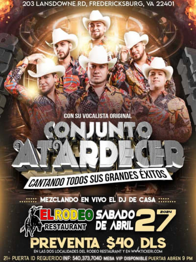 Event - CONJUNTO ATARDECER EN CONCIERTO ! - Fredericksburg, Virginia - 27 de abril de 2024 | concert tickets