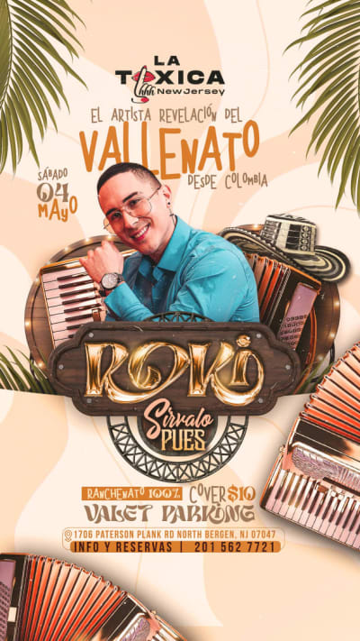 Event - RANCHENATO SÍRVALO PUES con ROKI desde COLOMBIA - North Bergen, New Jersey - May 4, 2024 | concert tickets