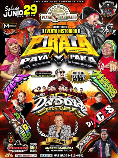 Event - EVENTO HISTORICO PARATA PAYA Y PAKA ! - Houston, Texas - June 29, 2024 | concert tickets