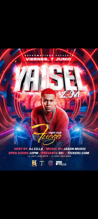 Event - Yaisel en Fuego Night Club - Orlando, Florida - June 7, 2024 | concert tickets