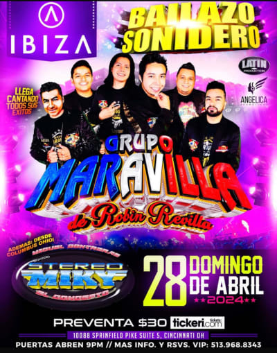 Event - Grupo Maravilla - CINCINNAT, Ohio - April 28, 2024 | concert tickets