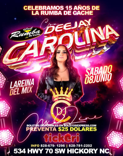 Event - DJ CAROLINA EN VIVO ! - Hickory, North Carolina - 8 de junio de 2024 | concert tickets
