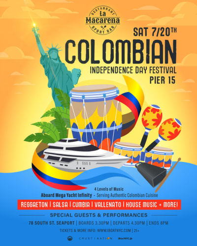 Event - LA MACARENA Colombian Independence Festival | Mega Yacht Infinity Day Party - New York, New York - July 20, 2024 | concert tickets