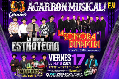Event - LA NUEVA ESTRATEGIA, LA SONORA DINAMITA, & LOS JIMADOREZ DEL NORTE! EN VIVOS EN 90 GRADOS - Manassas, Virginia - 17 de mayo de 2024 | concert tickets