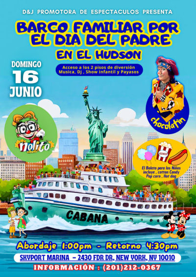 Event - BARCO FAMILIAR CELEBRANDO EL DÍA DEL PADRE , RIO HUDSON - New York, New York - 16 de junio de 2024 | concert tickets