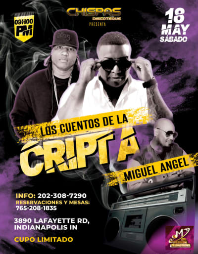 Event - Cuentos de La Cripta y Miguel Angel en Indianapolis - Indianapolis, Indiana - 18 de mayo de 2024 | concert tickets