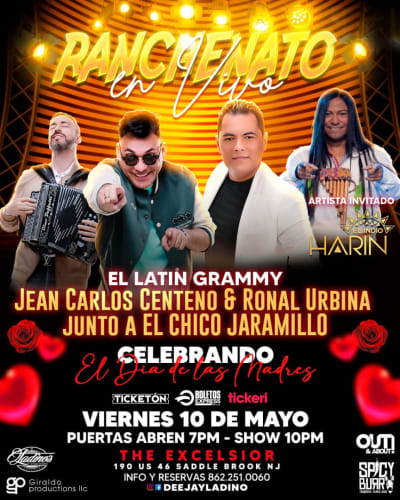 Event - Jean Carlos Centeno & El Chico Jaramillo - Saddle Brook, New Jersey - 10 de mayo de 2024 | concert tickets