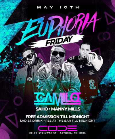 Event - Euphoria Fridays Mothers Day Weekend DJ Camilo Live At Code Astoria - Astoria, New York - 10 de mayo de 2024 | concert tickets