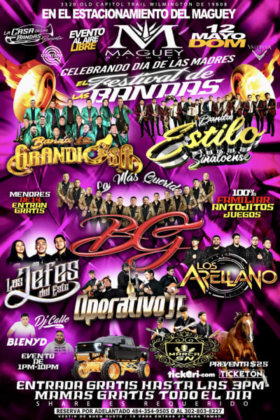 Event - FESTIVAL DIA DE LAS MADRES! BANDAS  - Wilmington, Delaware - 12 de mayo de 2024 | concert tickets