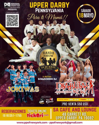 Event - Banda 24 de Mayo/Las Diablitas/JokiwasPara ti Mamá Pennsylvania  - Upper Darby , PA - May 18, 2024 | concert tickets