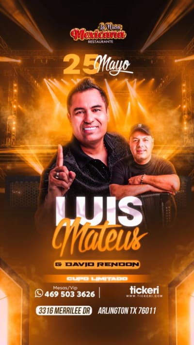 Event - LUIS MATEUS EN VIVO - ARLINGTON, Texas - 25 de mayo de 2024 | concert tickets