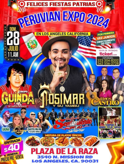 Event - Peruvian Expo 2024 Lo Angeles California  - Los Angeles, California - July 28, 2024 | concert tickets