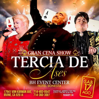 Event - TRIBUTO A VICENTE FERNANDEZ, JUAN GABRIEL Y PAQUITA LA DEL BARRIO ! - Irvine, California - August 17, 2024 | concert tickets