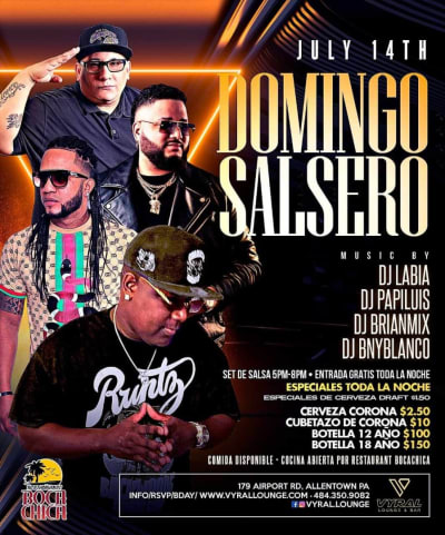 Event -  DOMINGO SALSERO 14 DE JULIO - Allentown, Pennsylvania - 14 de julio de 2024 | concert tickets