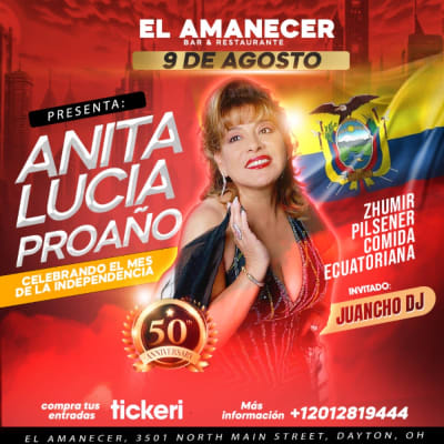 Event - ANITA LUCIA PROAÑO EN OH - Dayton, Ho - August 9, 2024 | concert tickets