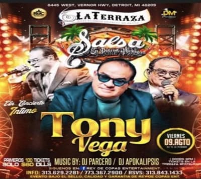 Event - Tony Vega en La Terraza - Detroit!  - Detroit, Michigan - August 9, 2024 | concert tickets