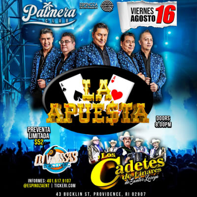 Event - LA APUESTA & LOS CADETES DE LINARES en Providence, RI - Providence, Rhode Island - August 16, 2024 | concert tickets