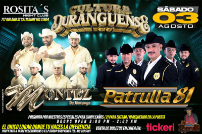 Event - Montez De Durango y Patrulla 81 - Rosita’s Night Club - Salisbury, MD - Salisbury, Maryland - 3 de agosto de 2024 | concert tickets