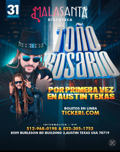 Event - Toño Rosario Austin TX - Austin, Texas - 26 de octubre de 2024 | concert tickets