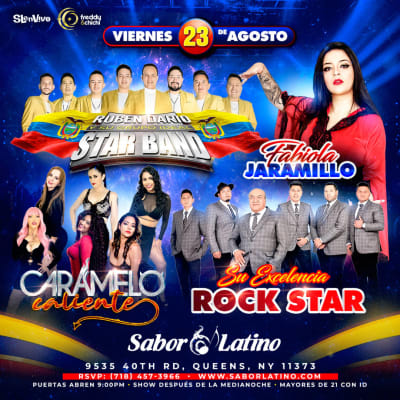 Event - CARAMELO CALIENTE, STAR BAND, ROCK STAR & FABIOLA JARAMILLO en  NEW YORK - Queens, New York - 23 de agosto de 2024 | concert tickets