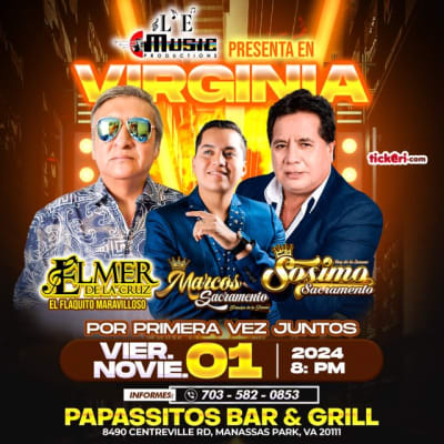 Event - SOZIMO SACRAMENTO- ELMER DE LA CRUZ -MARCO SACRAMENTO en Manassas Park VIRGINIA  - Manassas Park, Virginia - November 1, 2024 | concert tickets