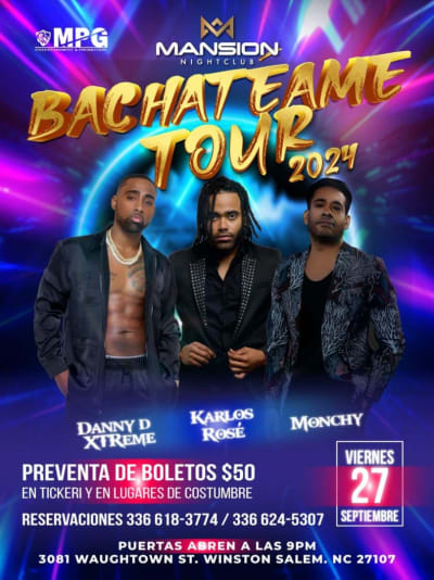 Event - Bachateame Tour 2024 - Mansion NC - Winston-Salem, North Carolina - September 27, 2024 | concert tickets