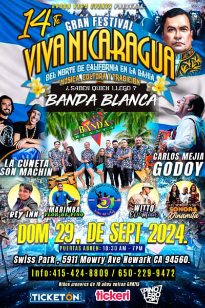 Event - 14to. GRAN FESTIVAL VIVA NICARAGUA! - Newark, California - September 29, 2024 | concert tickets