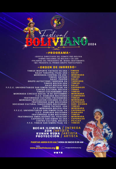 Event - Festival Boliviano 2024 del Comite Pro-Bolivia - Manassas, Virginia - 1 de septiembre de 2024 | concert tickets